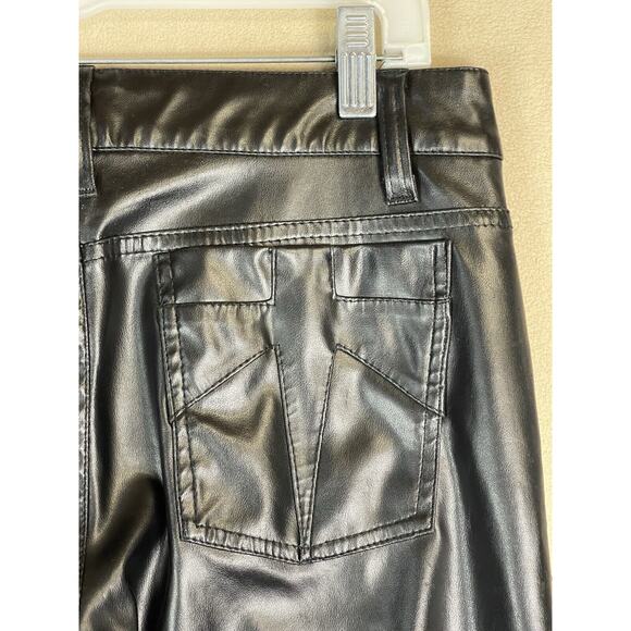 TRIPP NYC Pants Womens 3 Black Faux Leather Straight Leg Embroidered Back Pocket - Picture 10 of 14